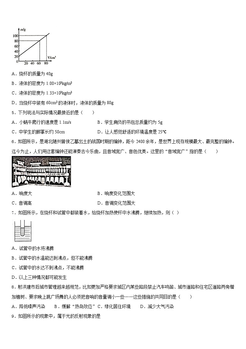 广东省韶关市2023-2024学年八上物理期末调研试题含答案第2页