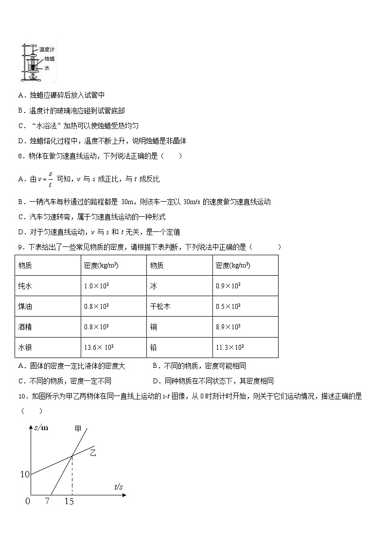 广西河池市、柳州市2023-2024学年物理八上期末综合测试试题含答案03