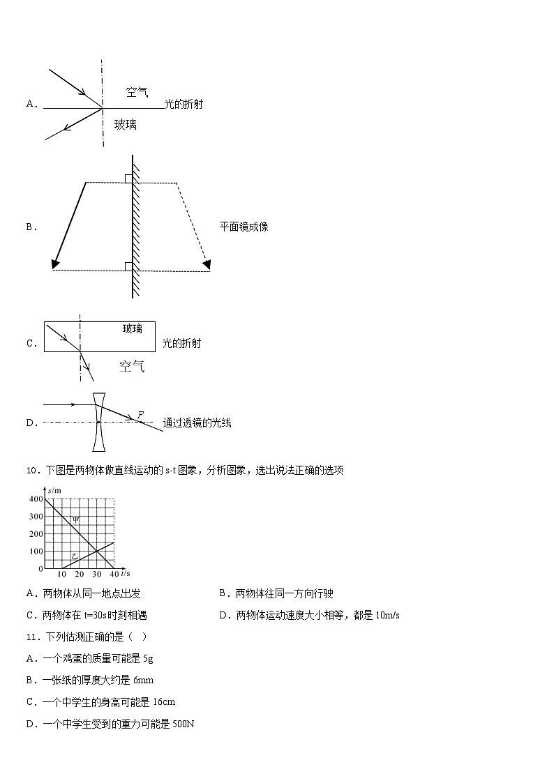广西河池市2023-2024学年八上物理期末经典模拟试题含答案03