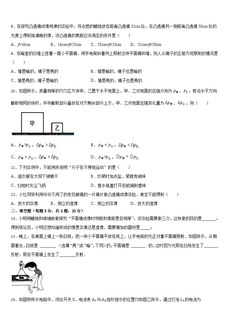 广西柳州市柳北区2023-2024学年八年级物理第一学期期末考试模拟试题含答案第3页
