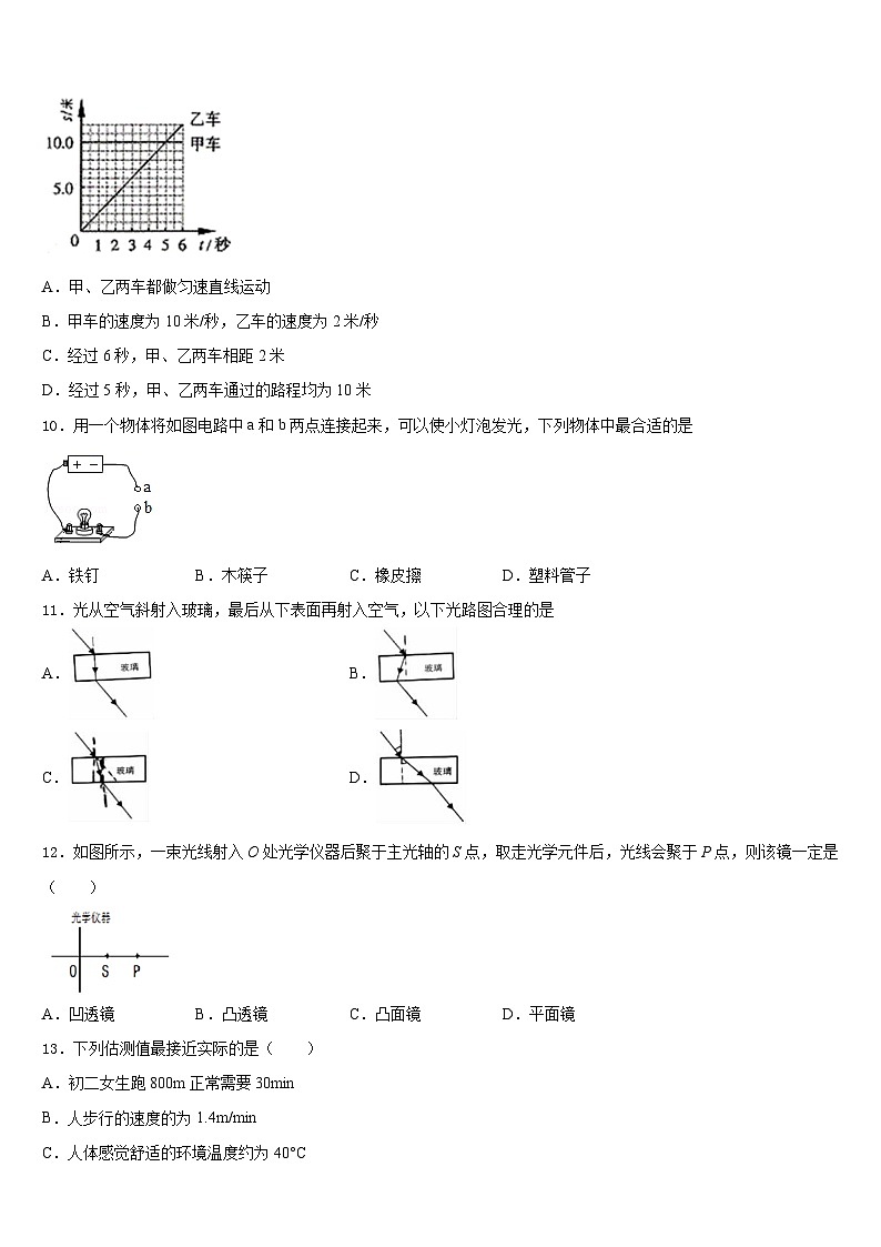 广西南宁市马山县2023-2024学年八上物理期末考试试题含答案03