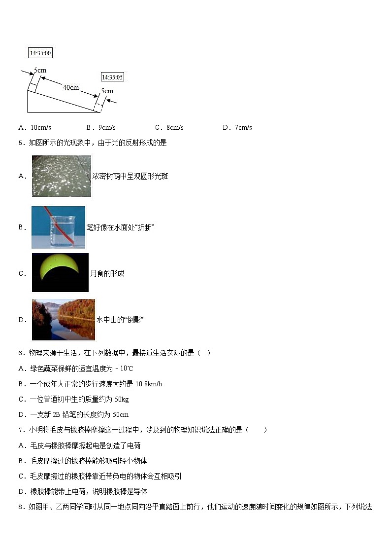 广西壮族自治区南宁市马山县2023-2024学年物理八上期末检测模拟试题含答案第2页