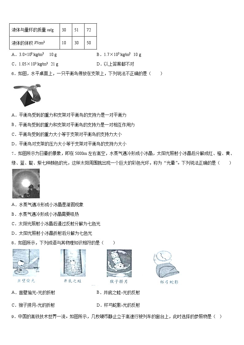 广西省柳州市名校2023-2024学年八年级物理第一学期期末联考试题含答案第2页