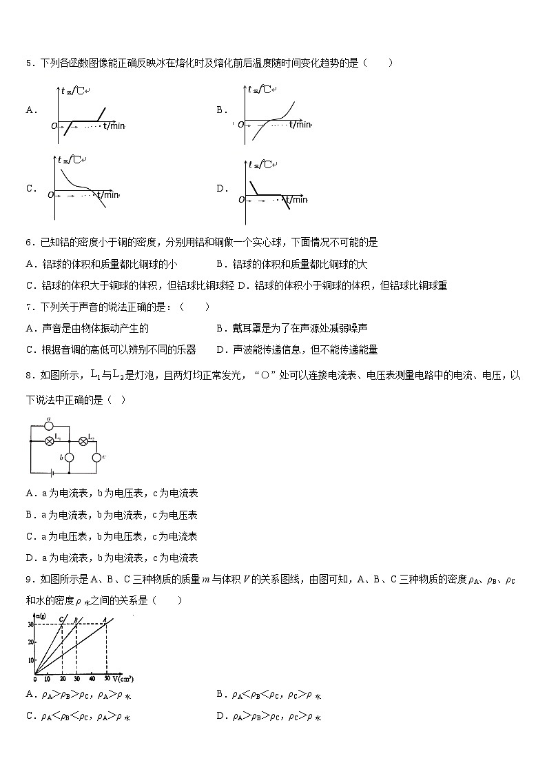 怀化市重点中学2023-2024学年物理八上期末复习检测试题含答案02