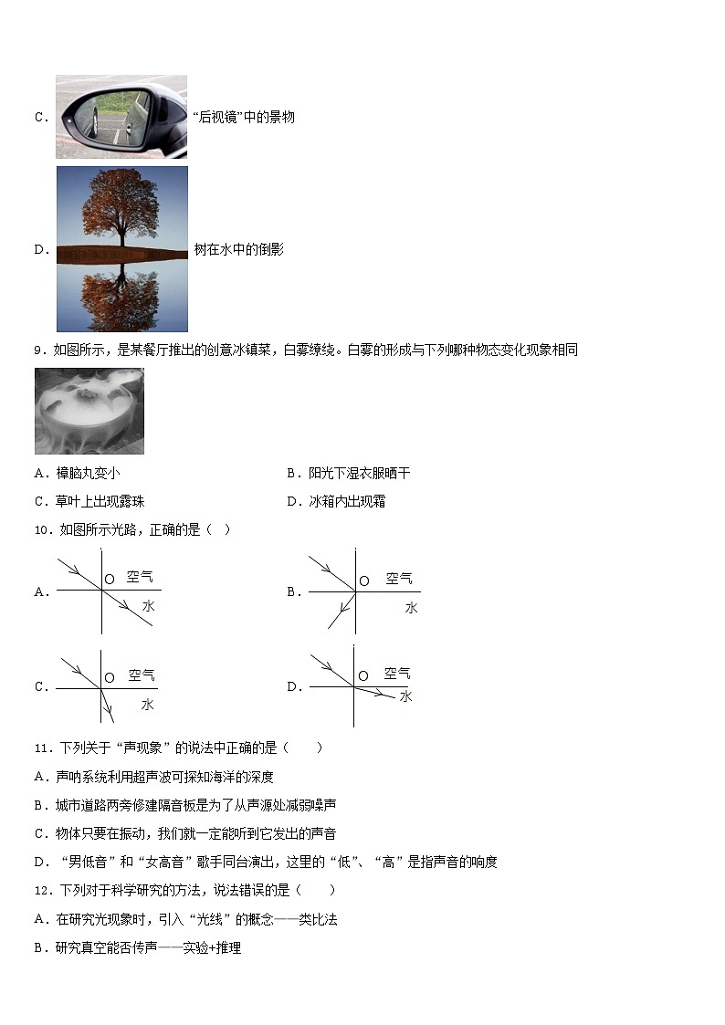廊坊三中学2023-2024学年物理八上期末学业质量监测模拟试题含答案第3页