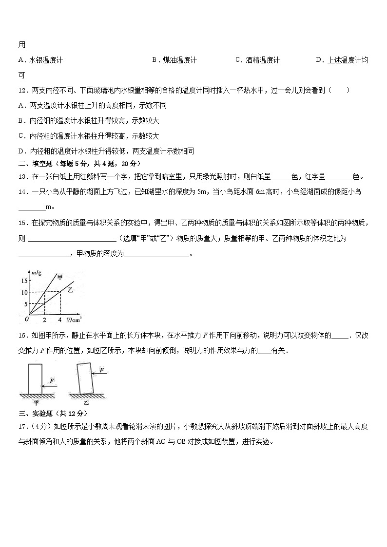 株洲市重点中学2023-2024学年物理八年级第一学期期末监测模拟试题含答案第3页