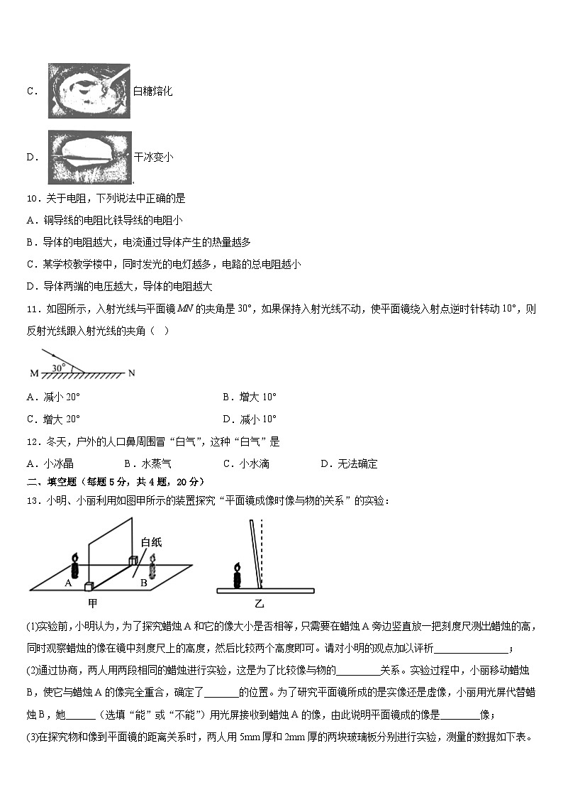 拉萨市2023-2024学年八年级物理第一学期期末综合测试模拟试题含答案03