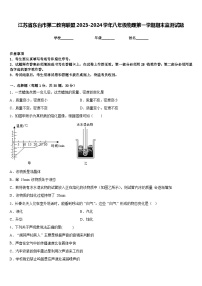 江苏省东台市第二教育联盟2023-2024学年八年级物理第一学期期末监测试题含答案