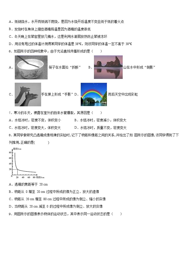 江苏省余干县2023-2024学年八上物理期末调研试题含答案02