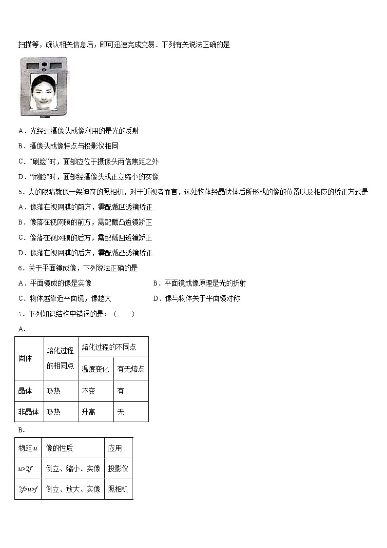 江苏省南通市启秀中学2023-2024学年物理八年级第一学期期末综合测试试题含答案02