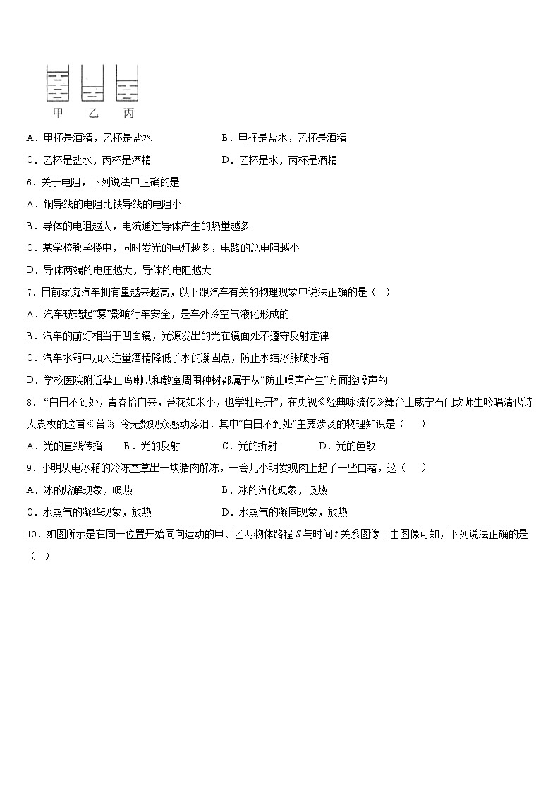 江苏省宿迁市名校2023-2024学年八上物理期末复习检测试题含答案第2页