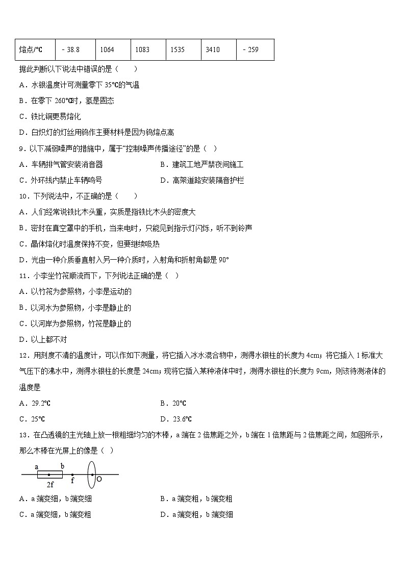 江苏省如皋实验2023-2024学年八上物理期末调研模拟试题含答案第3页