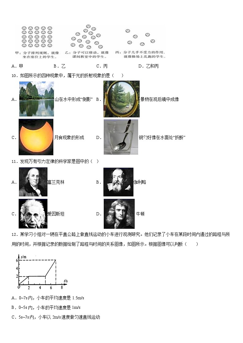 江苏省无锡市惠山区七校2023-2024学年八上物理期末达标检测模拟试题含答案第3页