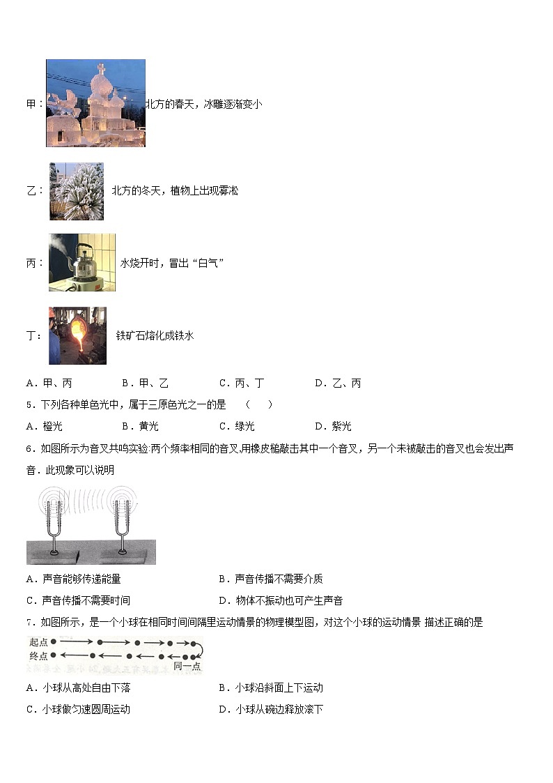 江苏省淮安市2023-2024学年物理八年级第一学期期末统考模拟试题含答案第2页
