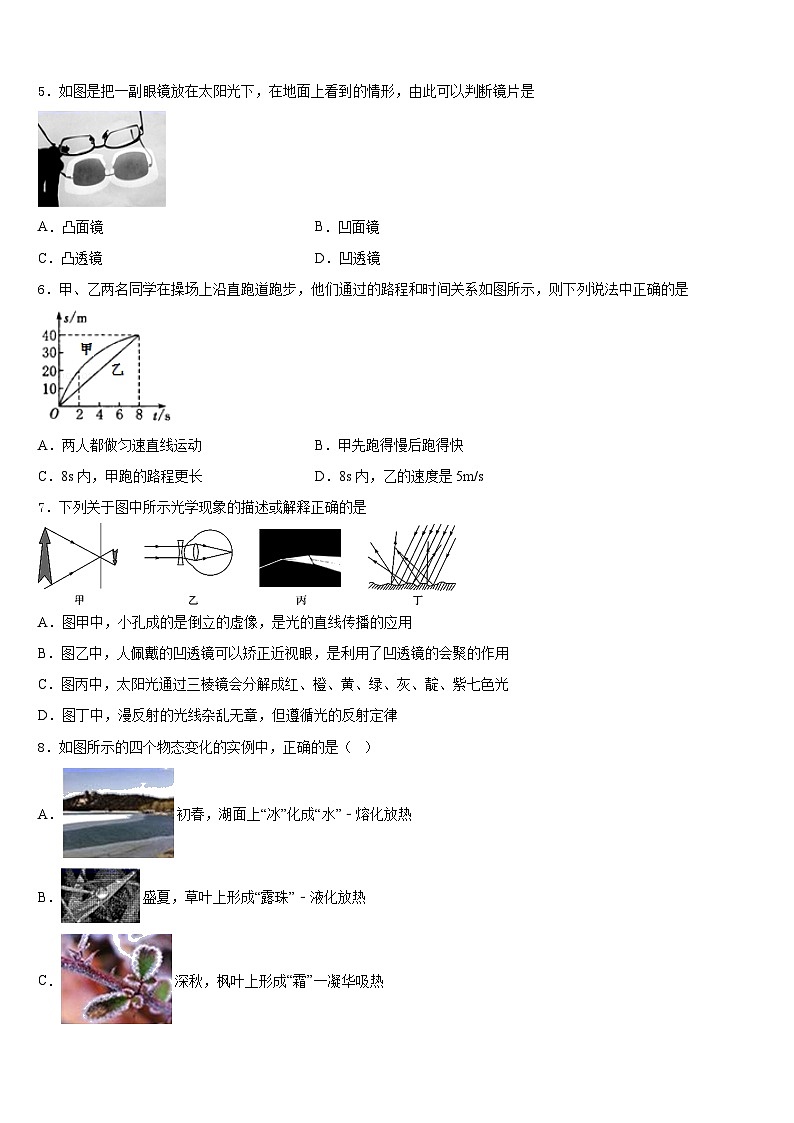 江苏省淮安市城北开明中学2023-2024学年八上物理期末复习检测模拟试题含答案第2页