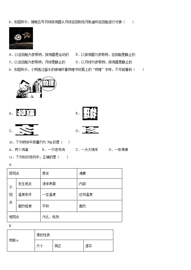 江苏省泰州市名校2023-2024学年物理八上期末联考模拟试题含答案03