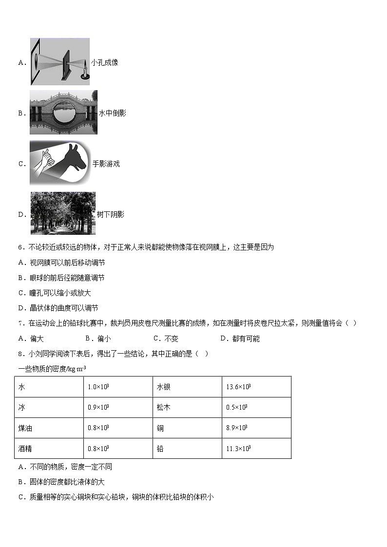 江苏省苏州市市辖区2023-2024学年八年级物理第一学期期末联考模拟试题含答案02