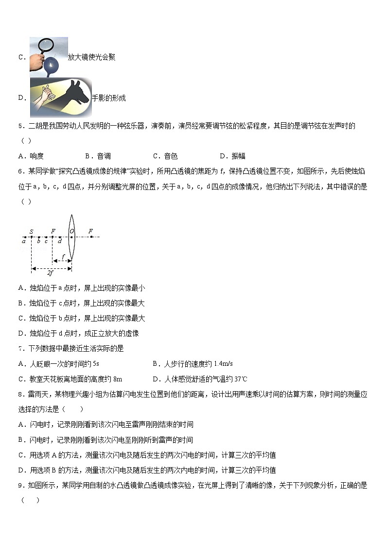 江苏省盐城市大丰区城东实验2023-2024学年物理八上期末统考模拟试题含答案02