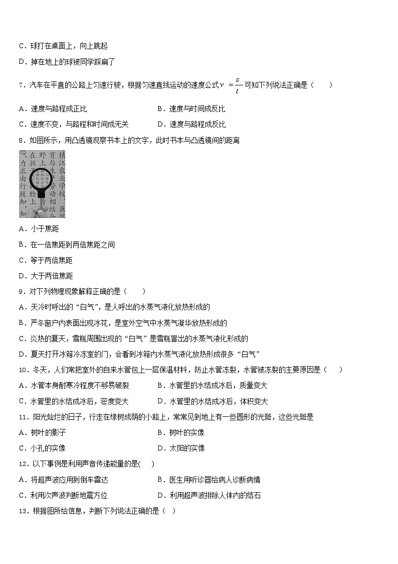 江苏省连云港市岗埠中学2023-2024学年八上物理期末监测模拟试题含答案第2页
