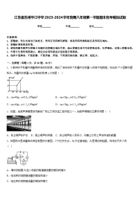 江苏省苏州平江中学2023-2024学年物理八年级第一学期期末统考模拟试题含答案