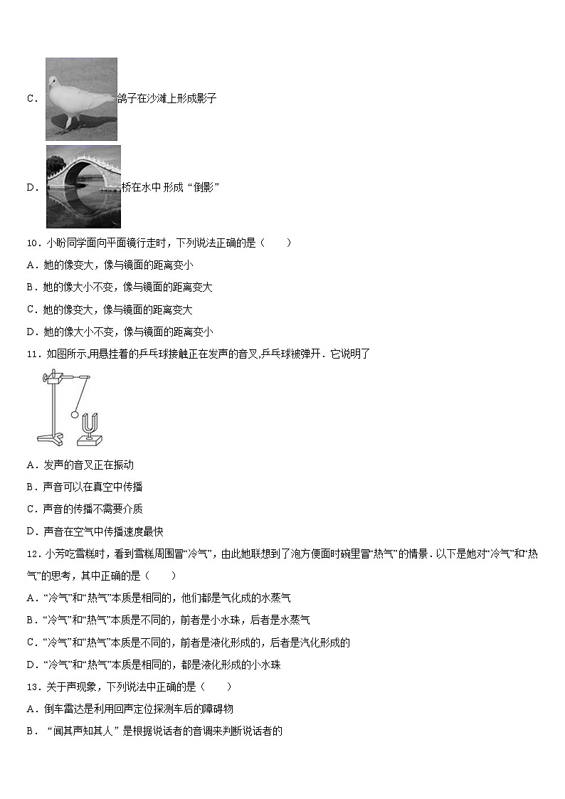 江西南昌石埠中学2023-2024学年八年级物理第一学期期末复习检测试题含答案第3页