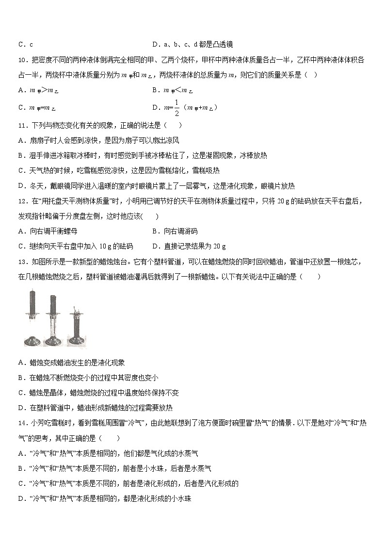 江西南昌市心远中学度2023-2024学年八年级物理第一学期期末调研模拟试题含答案第3页