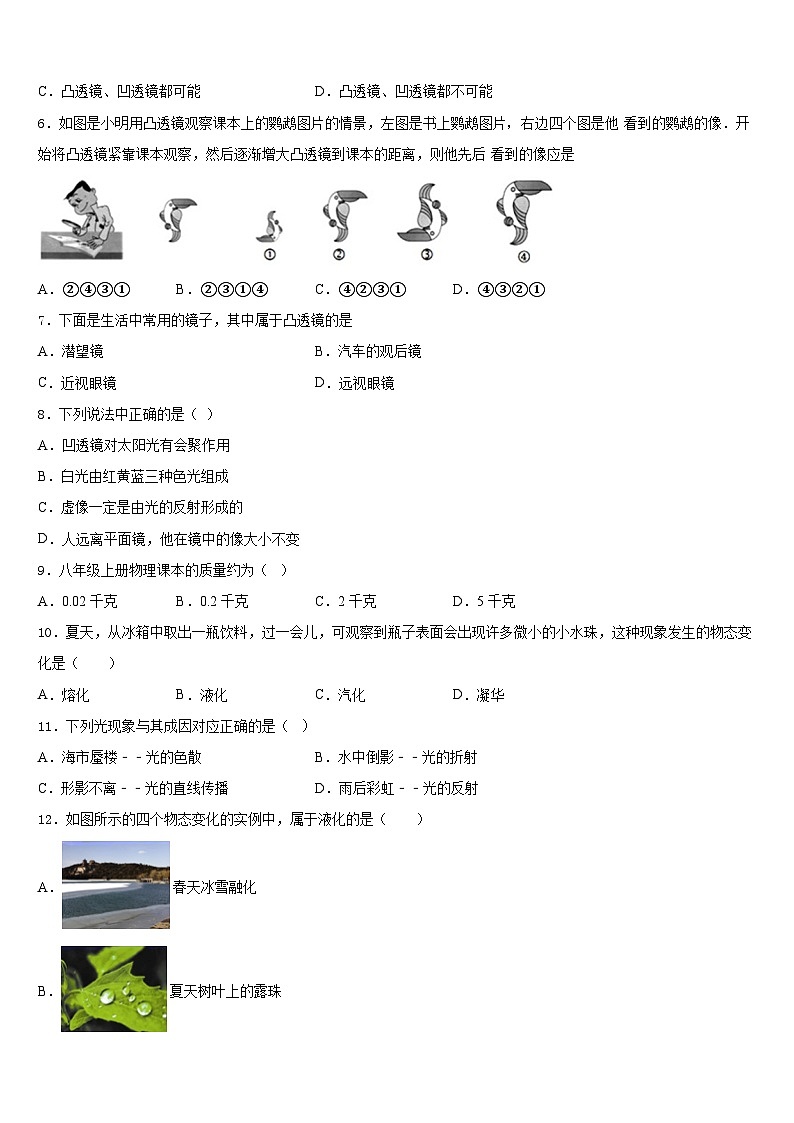 江苏省镇江市句容市2023-2024学年八上物理期末综合测试试题含答案02