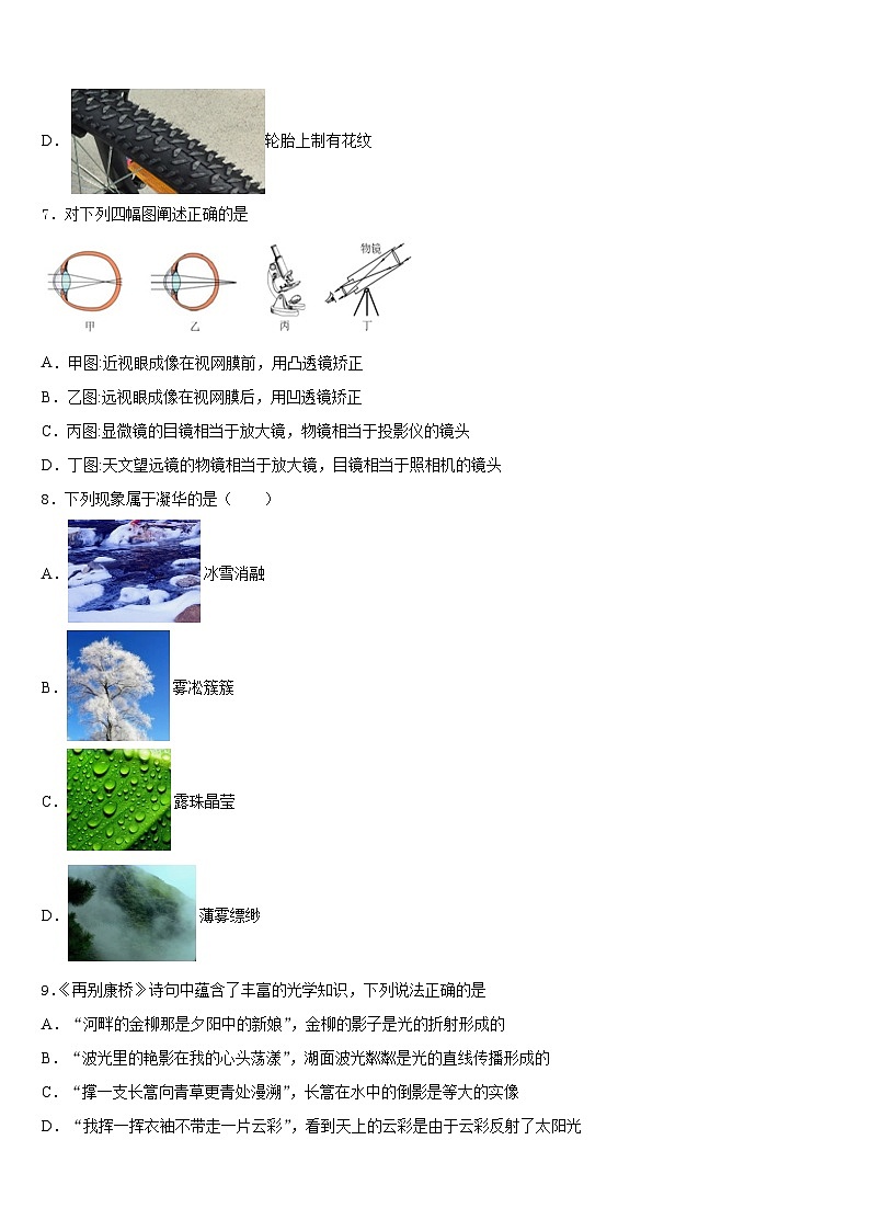 江西省安远县三百山中学2023-2024学年八年级物理第一学期期末统考试题含答案03