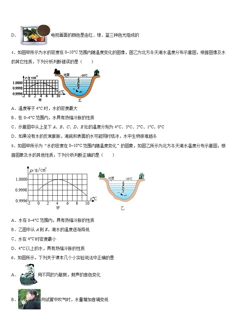 江西省南昌市第十九中学2023-2024学年八年级物理第一学期期末统考试题含答案02