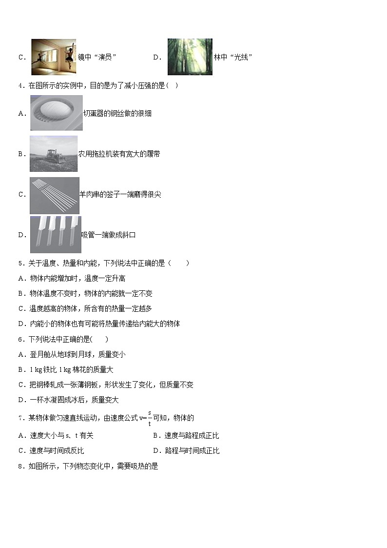 河北省沧州市名校2023-2024学年物理八年级第一学期期末复习检测试题含答案第2页