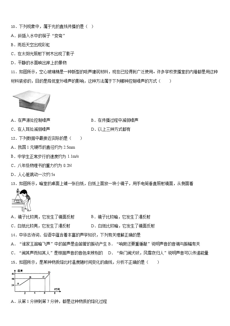 河北省廊坊广阳区七校联考2023-2024学年物理八年级第一学期期末质量跟踪监视试题含答案第3页