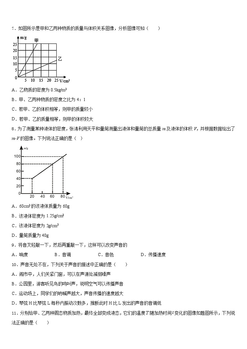 河北省唐山市路南区2023-2024学年八年级物理第一学期期末监测模拟试题含答案03