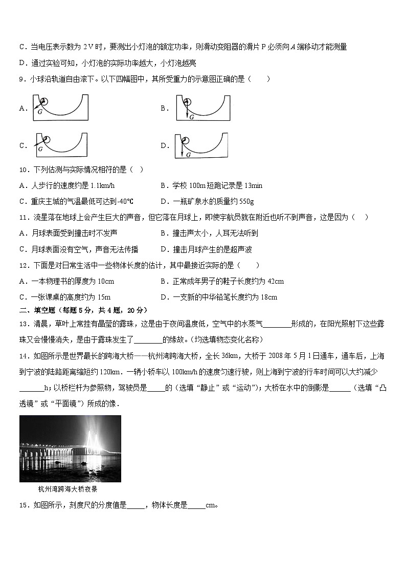 河北省石家庄二十八中学2023-2024学年八上物理期末质量检测模拟试题含答案03