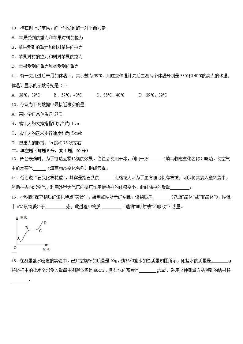 河北省霸州市部分学校2023-2024学年八年级物理第一学期期末综合测试模拟试题含答案03