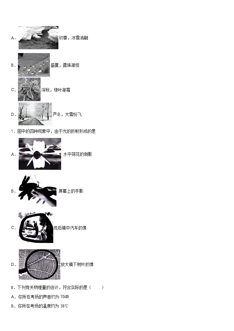 河北省青龙满族自治县祖山兰亭中学2023-2024学年八年级物理第一学期期末质量检测模拟试题含答案03