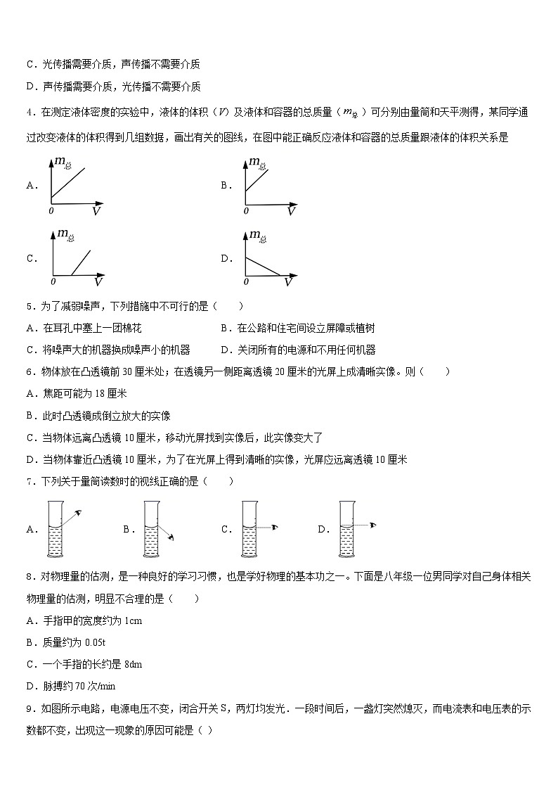 河北省石家庄高邑县联考2023-2024学年八上物理期末学业质量监测试题含答案02