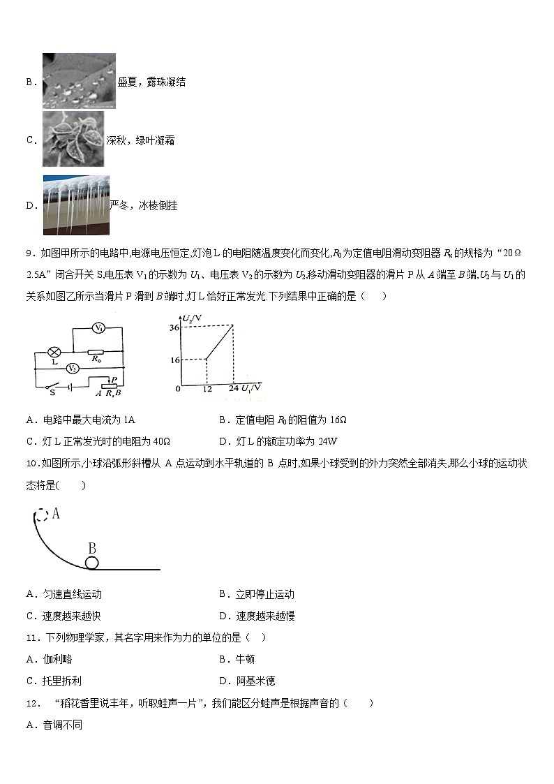 河北省石家庄市第二十八中学2023-2024学年八上物理期末联考试题含答案第3页