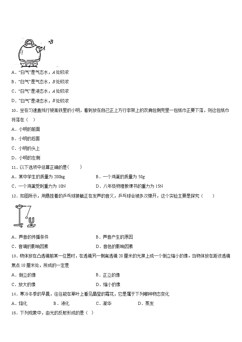 河南省南召县2023-2024学年八年级物理第一学期期末综合测试模拟试题含答案第3页