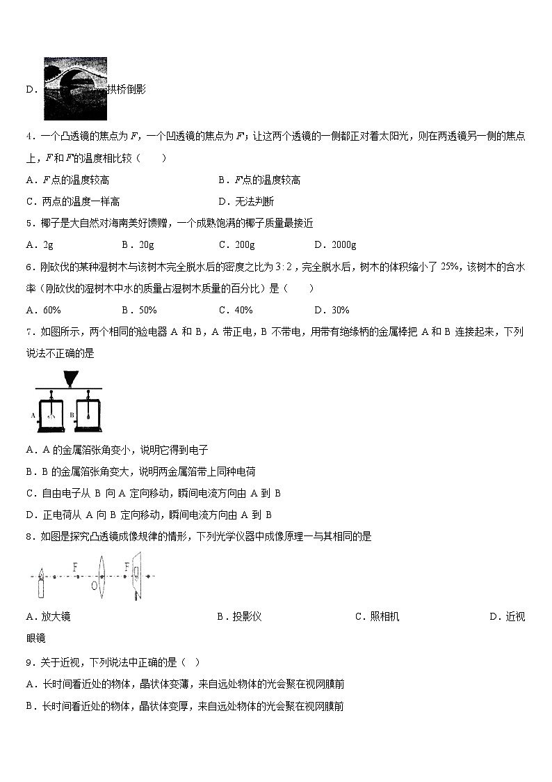 河南省商丘梁园区六校联考2023-2024学年八上物理期末质量跟踪监视模拟试题含答案02