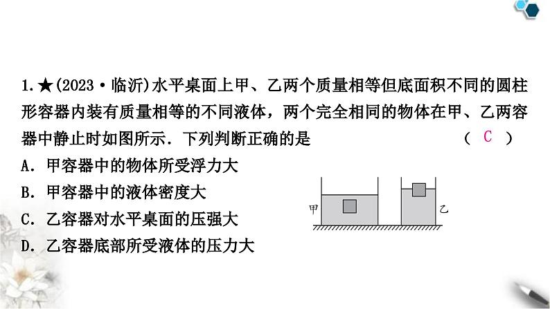 中考物理复习力学主题整合3压强、浮力的综合判断课件02