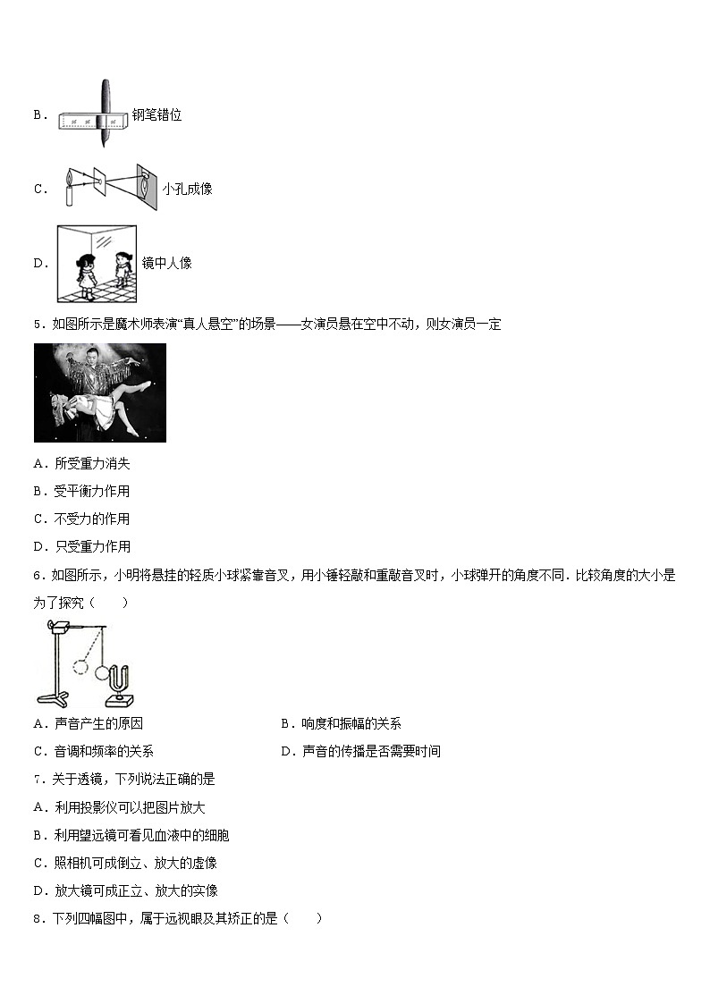 四川省南充市高坪区江东初级中学2023-2024学年八年级物理第一学期期末学业水平测试模拟试题含答案第2页