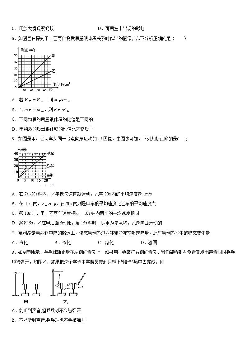 山东省德州地区2023-2024学年八上物理期末学业水平测试模拟试题含答案第2页