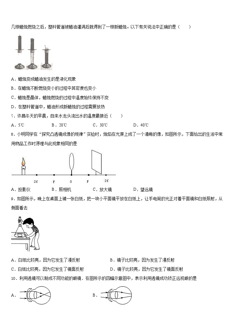 山东省潍坊市昌乐县2023-2024学年八年级物理第一学期期末学业水平测试试题含答案第2页