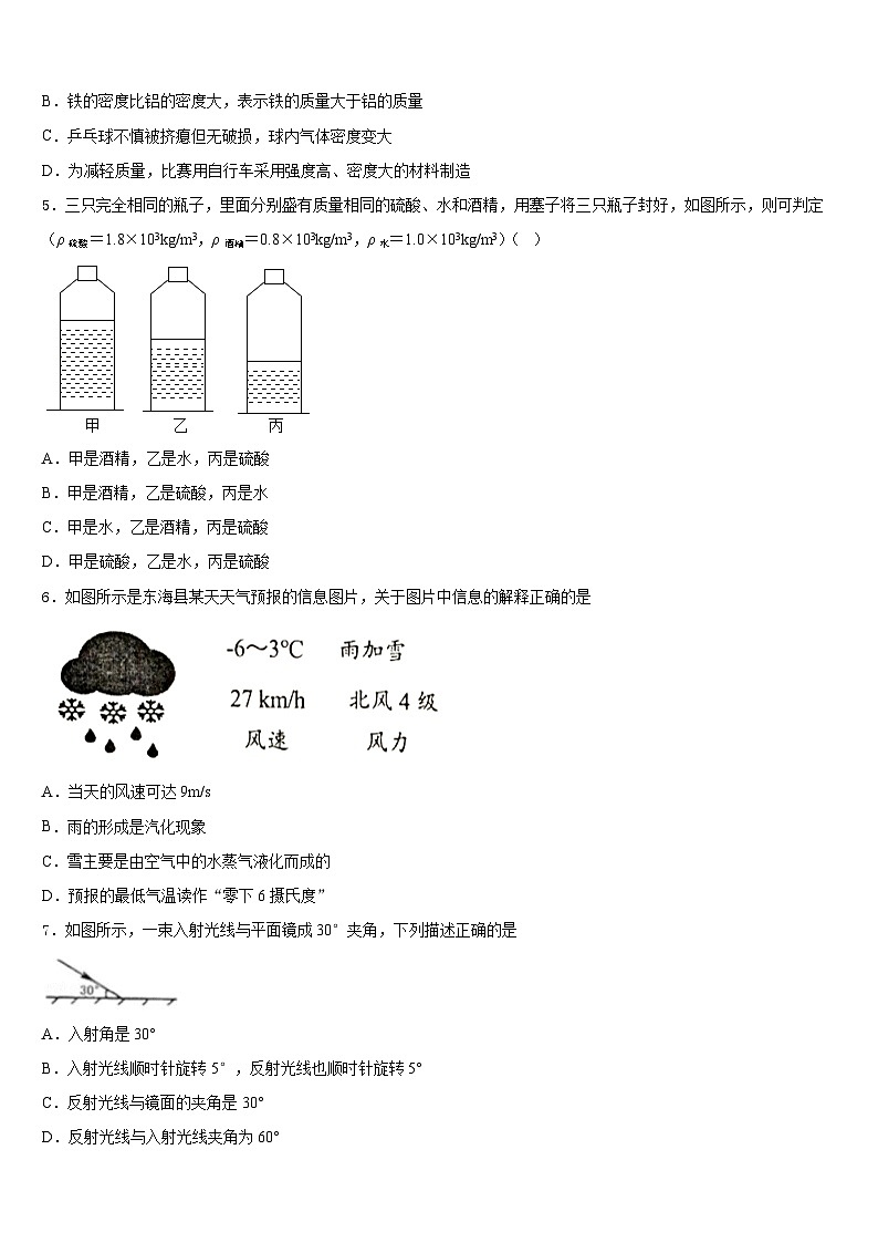山东省聊城市东昌府区2023-2024学年物理八上期末学业水平测试模拟试题含答案第2页