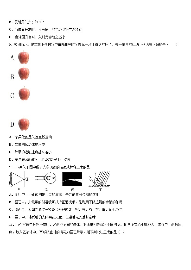广西贺州市2023-2024学年八上物理期末学业水平测试模拟试题含答案第3页