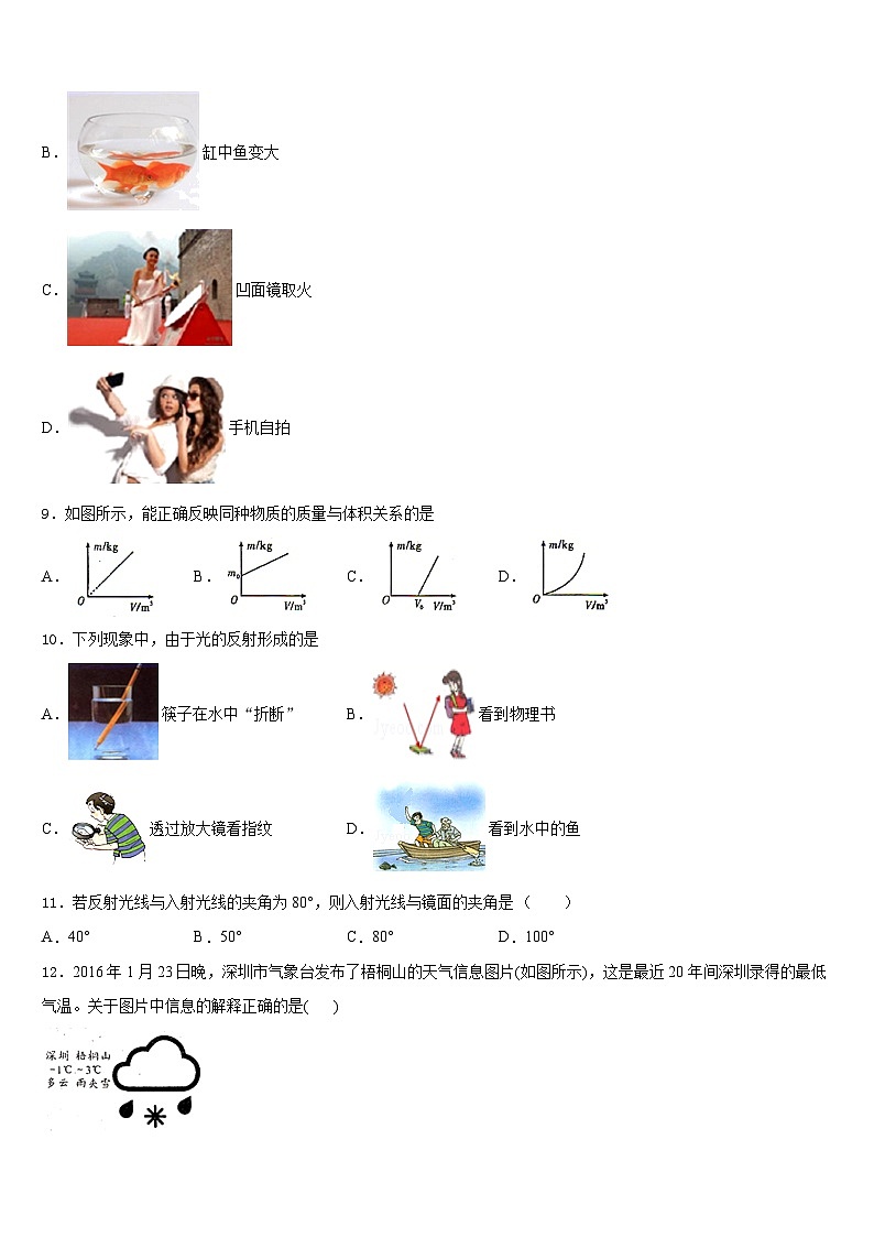 江苏省无锡市新吴区2023-2024学年八上物理期末学业水平测试模拟试题含答案03