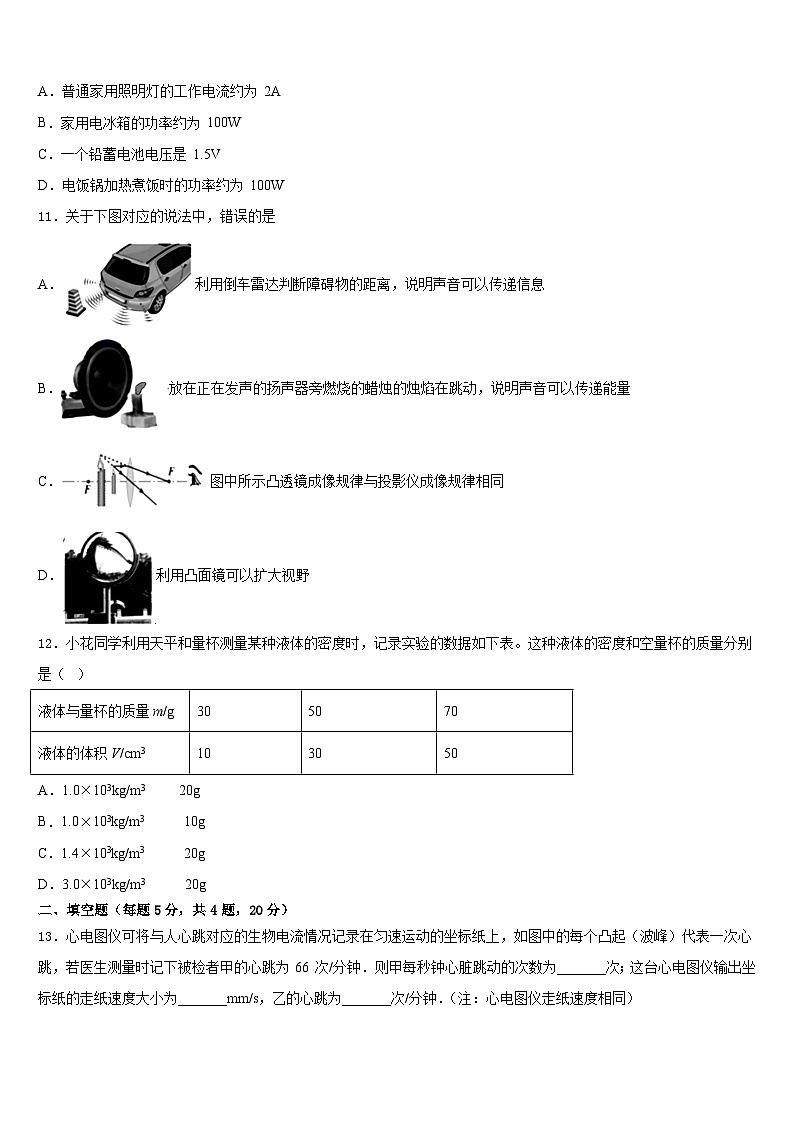 江苏省苏州市同里中学2023-2024学年八上物理期末学业水平测试试题含答案第3页
