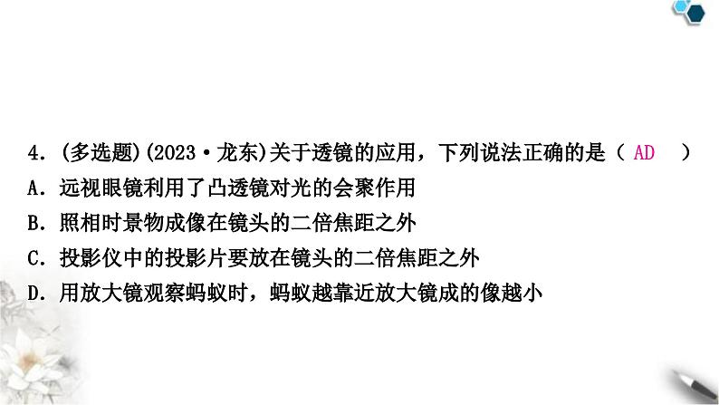 中考物理复习声、光、热学第3讲透镜及其应用课件05