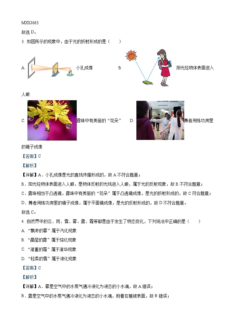 2023年黑龙江省哈尔滨市平房区中考调研物理试题 (一)（解析版）第2页