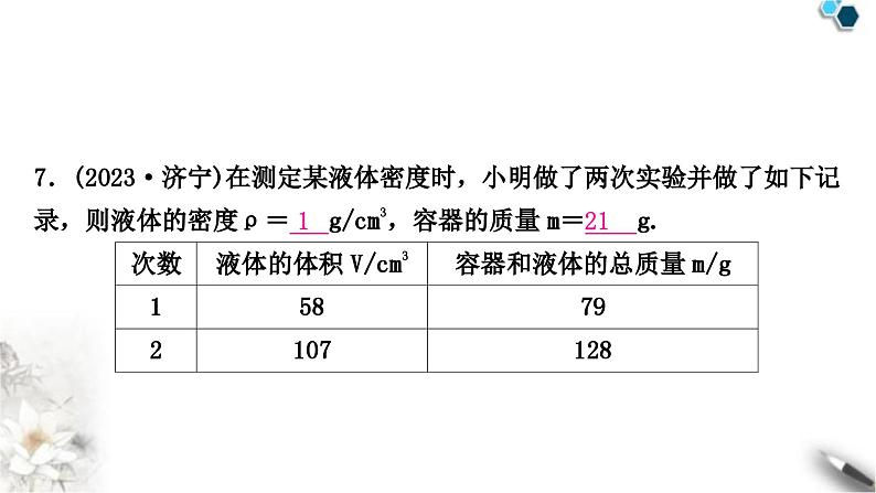 中考物理复习力学第7讲质量与密度课件08